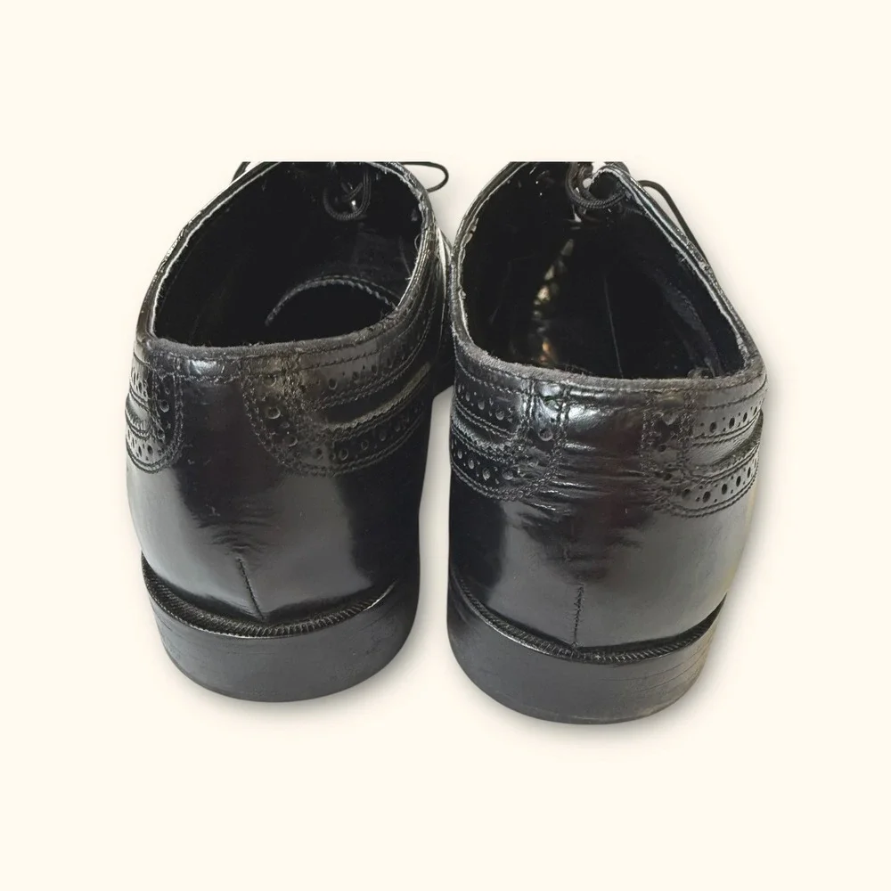 Florsheim Mens‎ Leather Wingtip Oxford Dress Shoes Black Size 10 3E